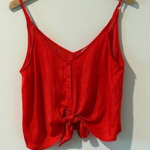 Monk&Lou Red Tie-Front Tank top